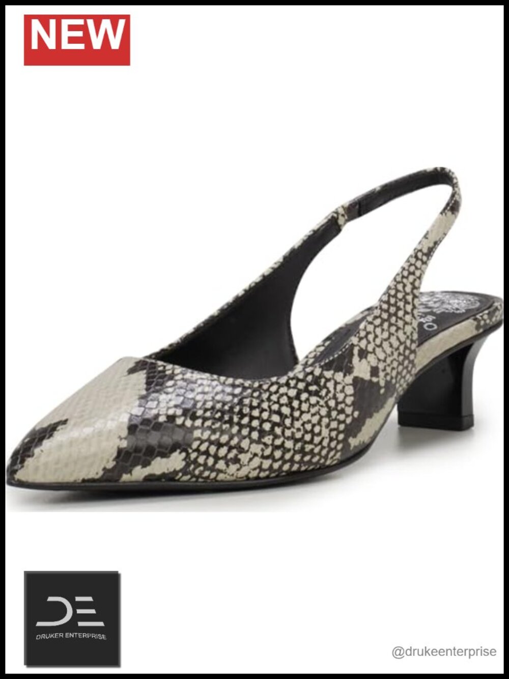 Vince Camuto Pilar Kitten Heel Pumps Pointed Toe Slingback Reptile Print Leather